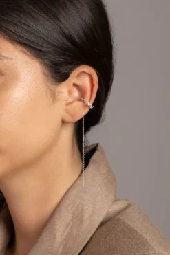 APM Monaco Boucles D'Oreilles Ear Cuff Up And Down Avec Chaine - Argent^ Boucles D'Oreilles