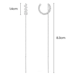APM Monaco Boucles D'Oreilles Ear Cuff Up And Down Avec Chaine - Argent^ Boucles D'Oreilles
