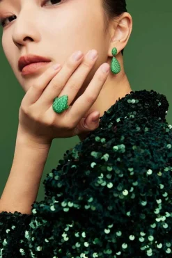 APM Monaco Boucles D'Oreilles Goutte Vertes^ Boucles D'Oreilles