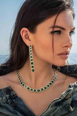 APM Monaco Boucles D'Oreilles Malachite Longues^ Boucles D'Oreilles