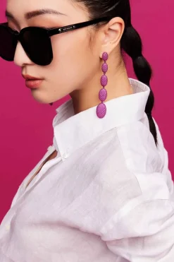 APM Monaco Boucles D'Oreilles Ovales Fuchsia Longues^ Boucles D'Oreilles