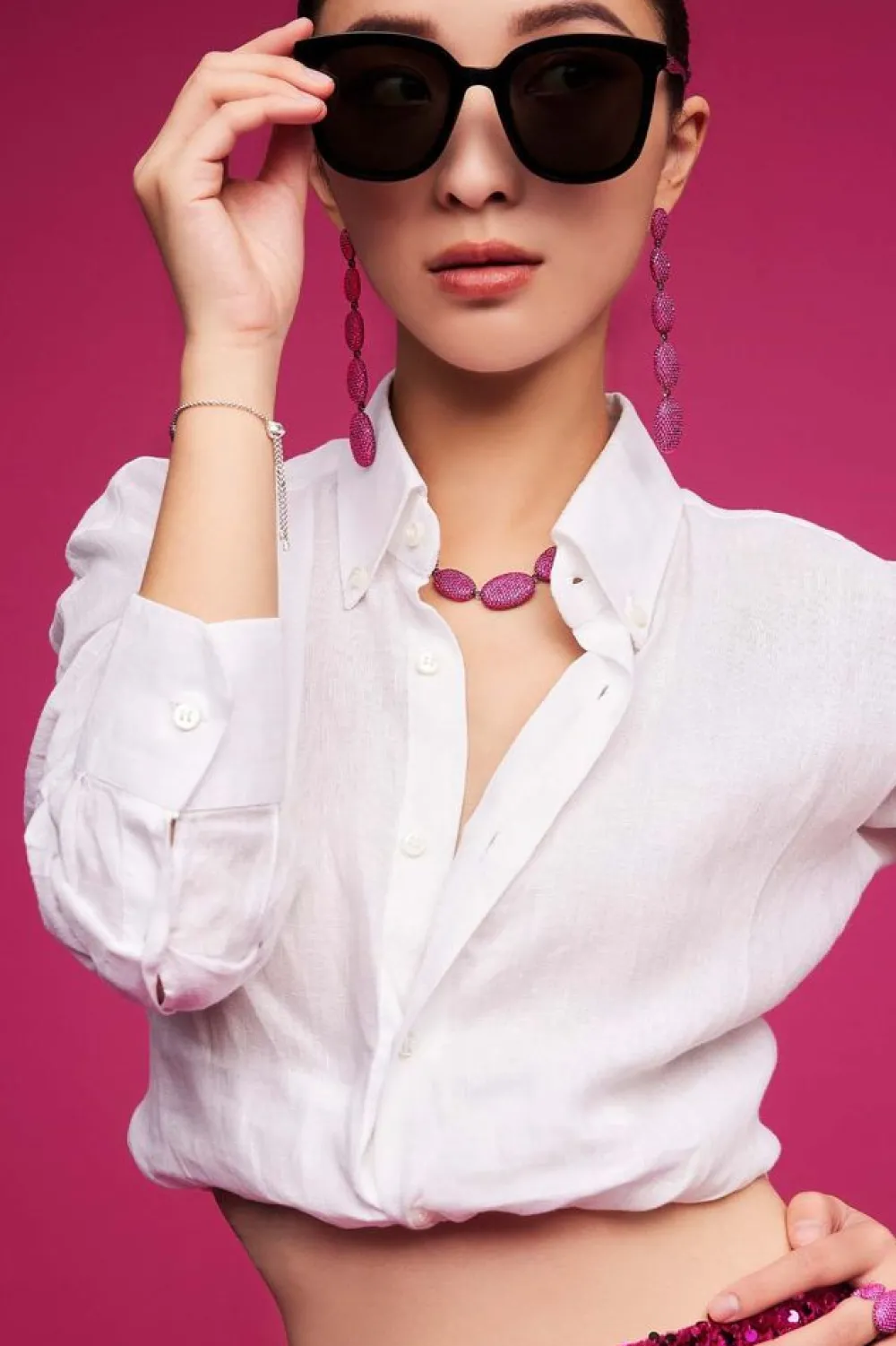 APM Monaco Boucles D'Oreilles Ovales Fuchsia Longues^ Boucles D'Oreilles