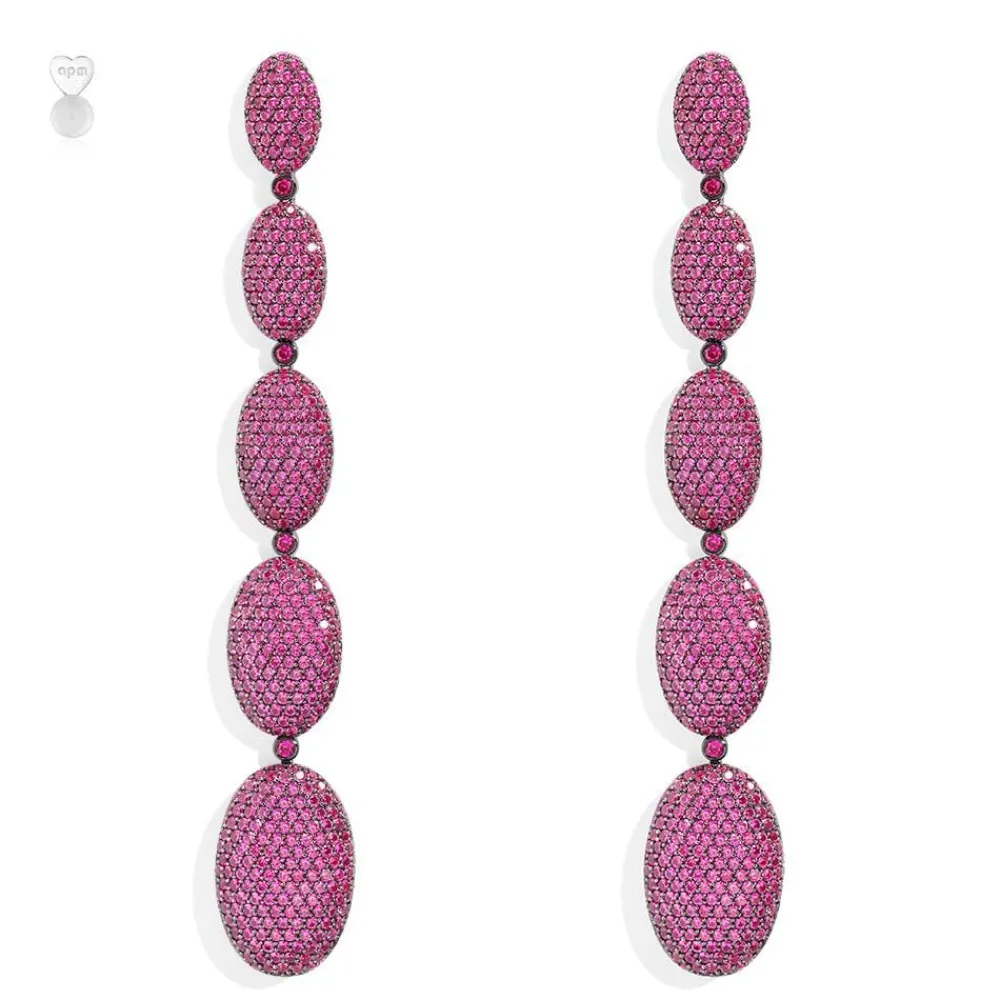 APM Monaco Boucles D'Oreilles Ovales Fuchsia Longues^ Boucles D'Oreilles