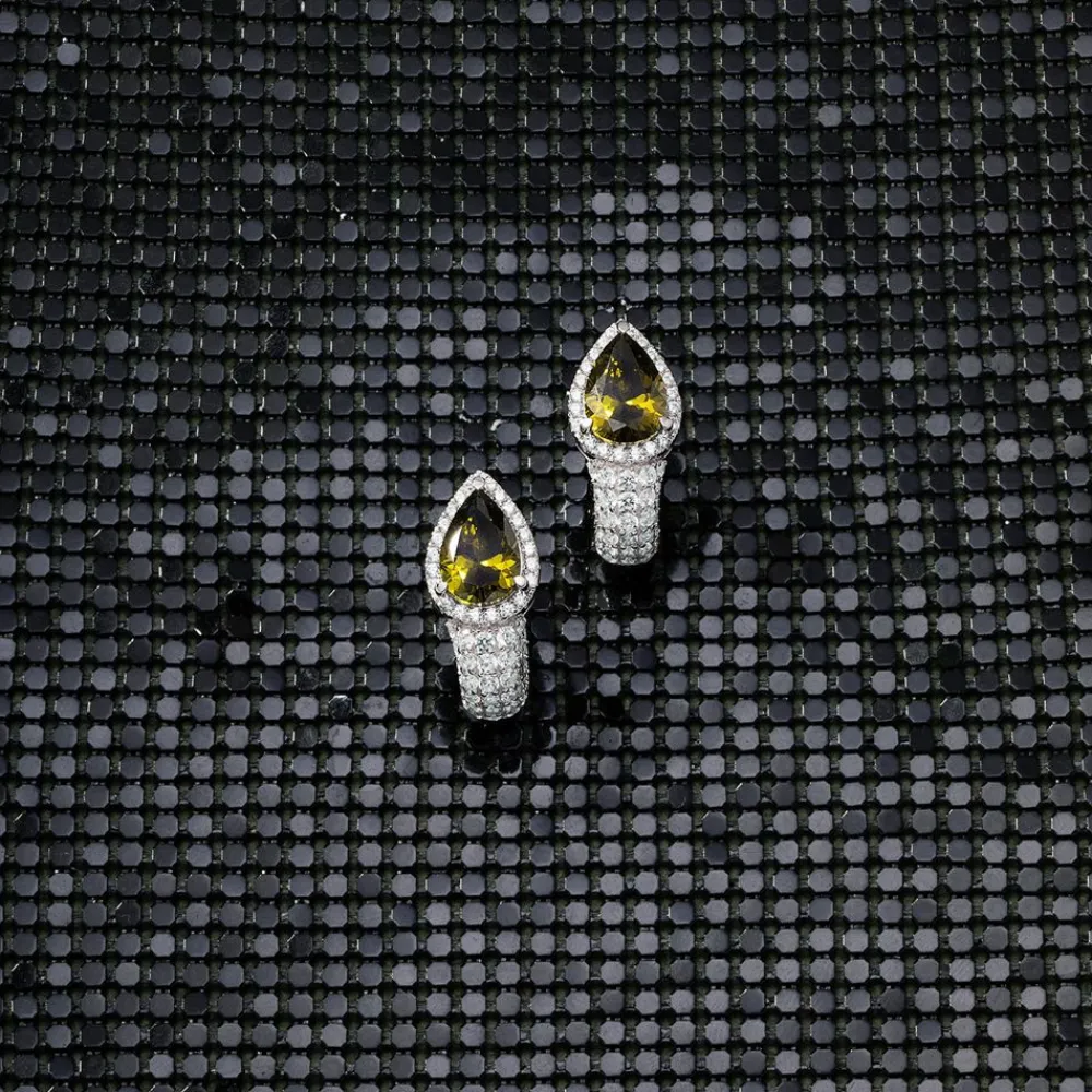 APM Monaco Boucles D'Oreilles Poire Kaki - Argent^ Boucles D'Oreilles