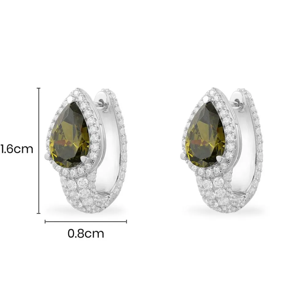 APM Monaco Boucles D'Oreilles Poire Kaki - Argent^ Boucles D'Oreilles