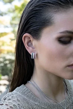APM Monaco Boucles D'Oreilles Rectangle Pave Bleues^ Boucles D'Oreilles