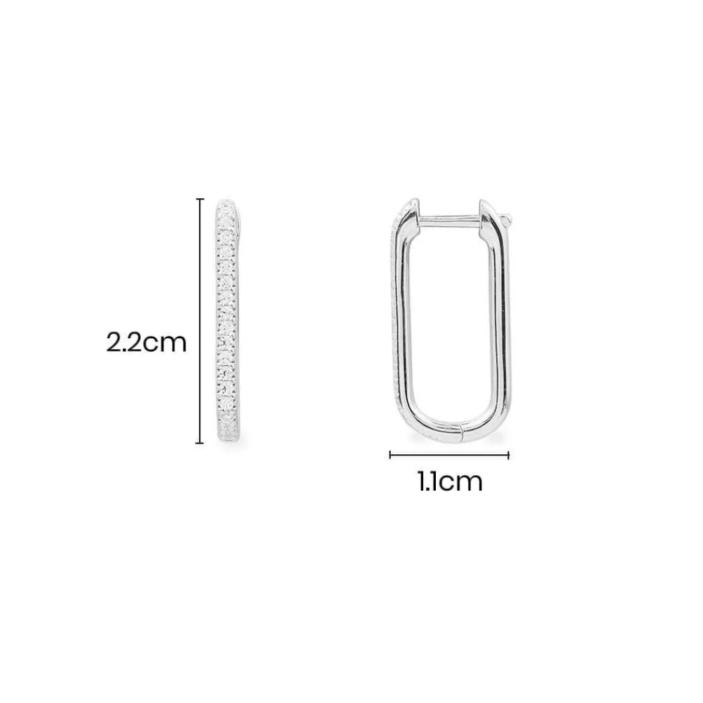 APM Monaco Boucles D'Oreilles Rectangles Pavees - Argent^ Boucles D'Oreilles