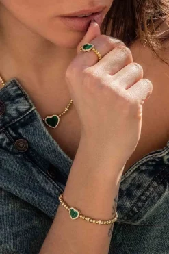 APM Monaco Bracelet Ajustable Coeur Malachite^ Bracelets