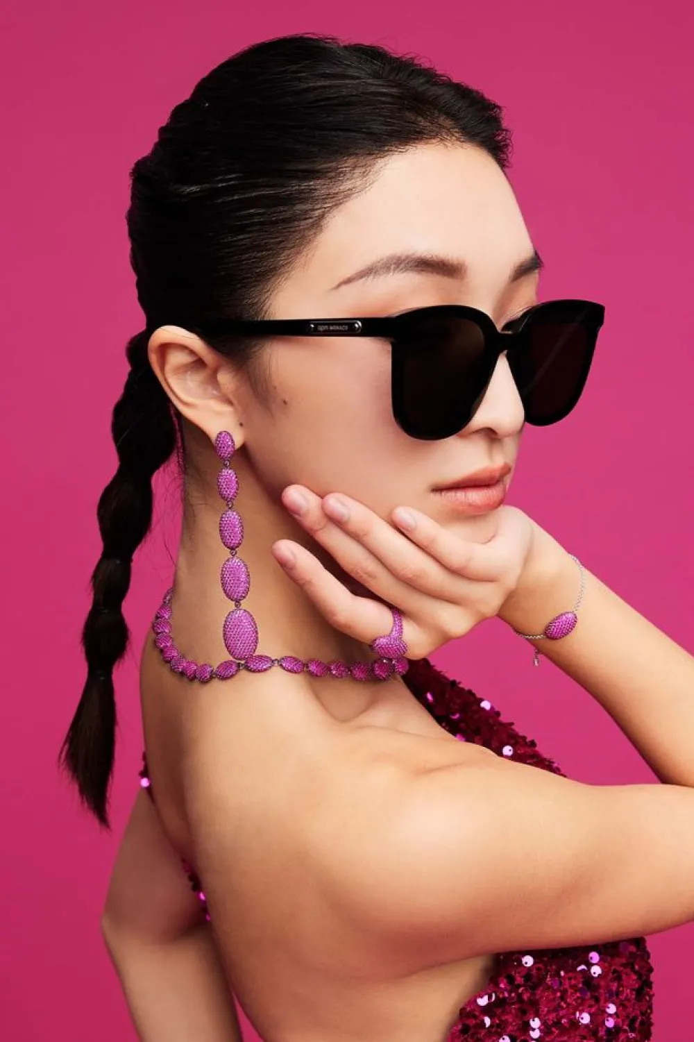 APM Monaco Bracelet Ajustable Ovale Fuchsia^ Bracelets