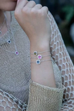 APM Monaco Bracelet Ajustable Pierre Carree Bleue^ Bracelets