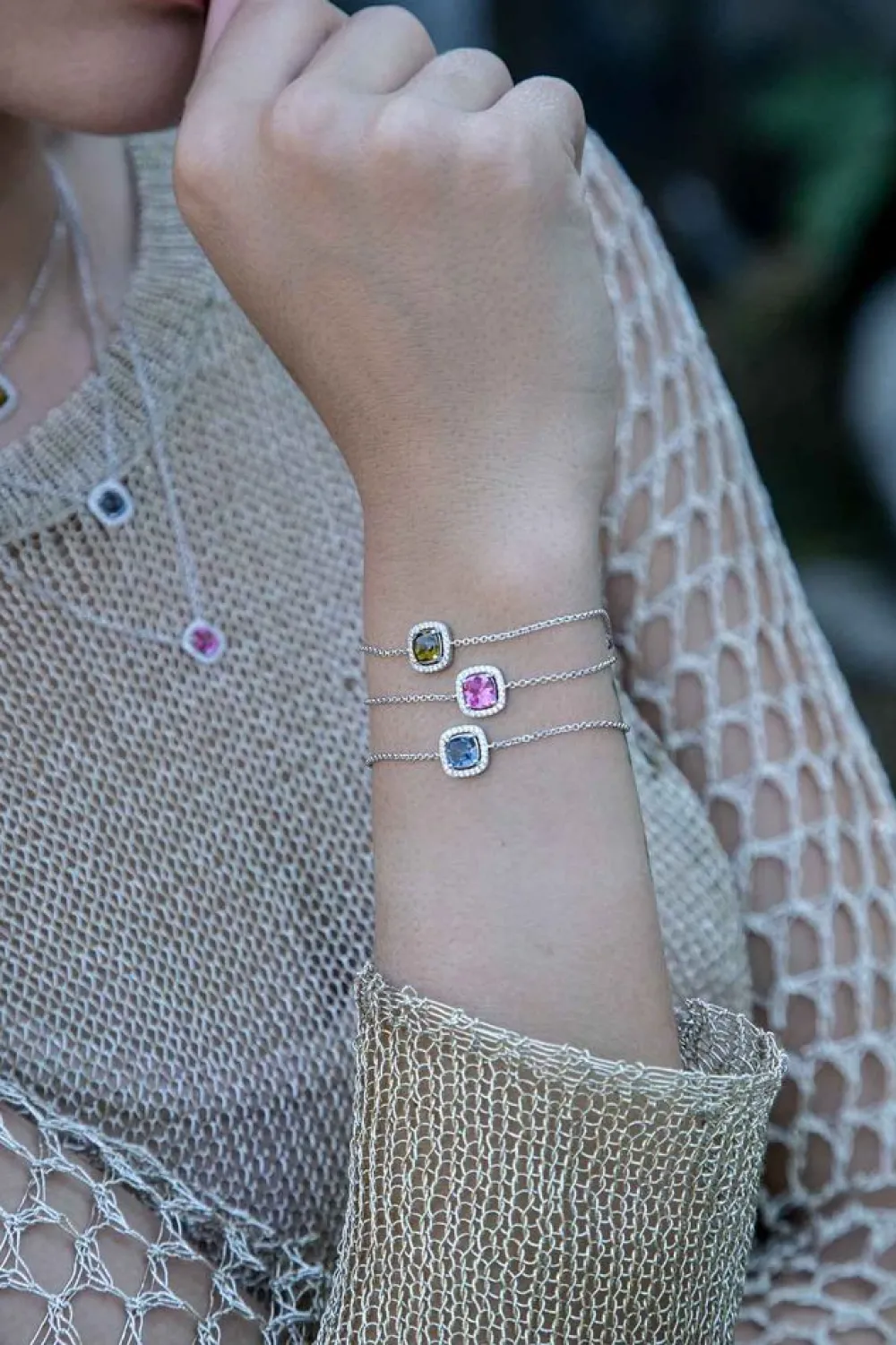 APM Monaco Bracelet Ajustable Pierre Carree Bleue^ Bracelets