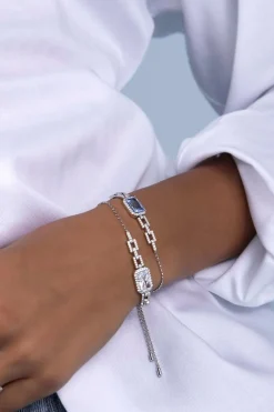 APM Monaco Bracelet Chaine Ajustable Pave Bleu Lagon^ Bracelets