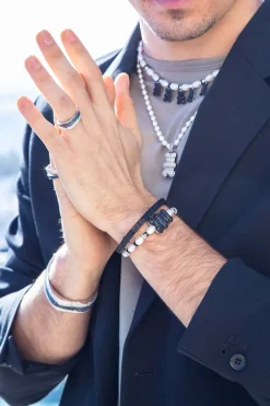 APM Monaco Bracelet Jonc Bold Pave Noir^ Bracelets