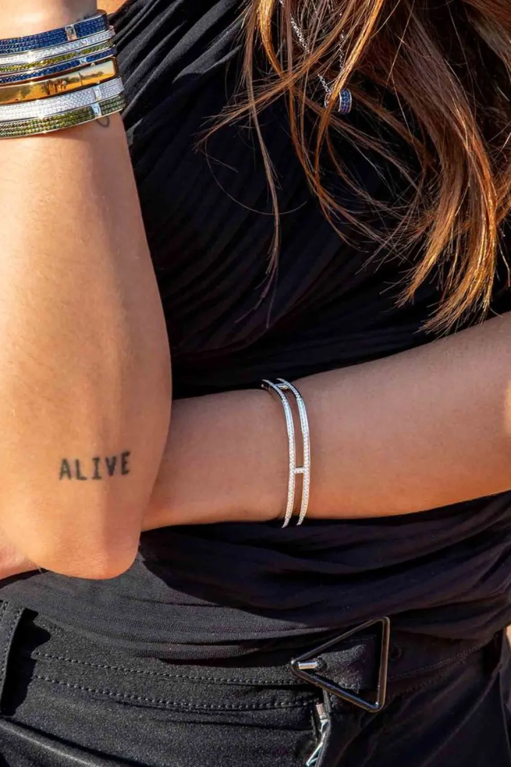 APM Monaco Bracelet Jonc Double Ligne Pave^ Bracelets