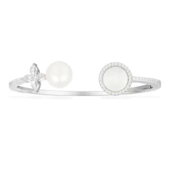 APM Monaco Bracelet Jonc Nacre Blanche Et Perle - Argent^ Bracelets