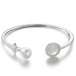 APM Monaco Bracelet Jonc Nacre Blanche Et Perle - Argent^ Bracelets