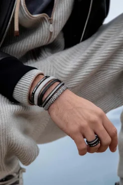 APM Monaco Bracelet Morse Code Bonheur Noir^ Bracelets