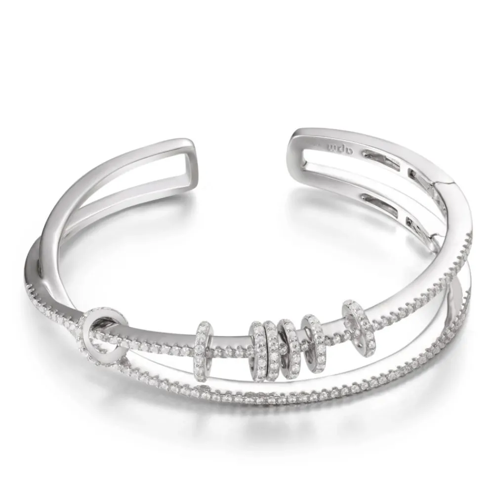 APM Monaco Bracelet Ouvert Double Avec Anneaux Coulissants - Argent^ Bracelets