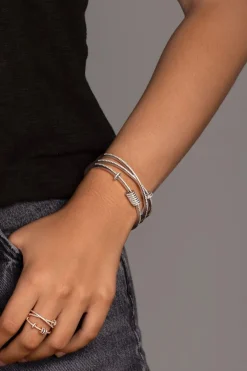 APM Monaco Bracelet Ouvert Triple Avec Anneaux Coulissants - Argent^ Bracelets