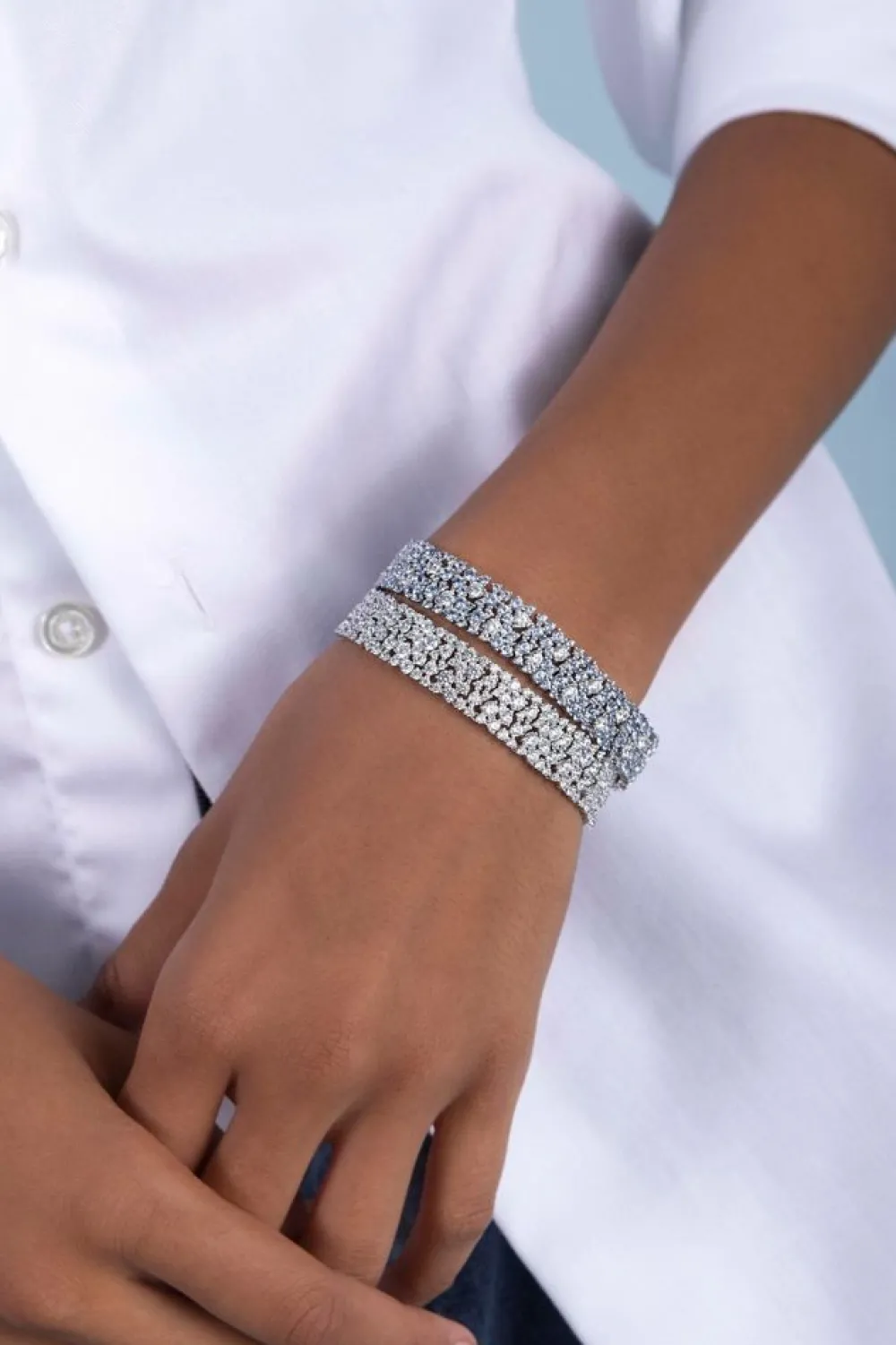 APM Monaco Bracelet Pave Blanc Et Bleu Lagon^ Bracelets
