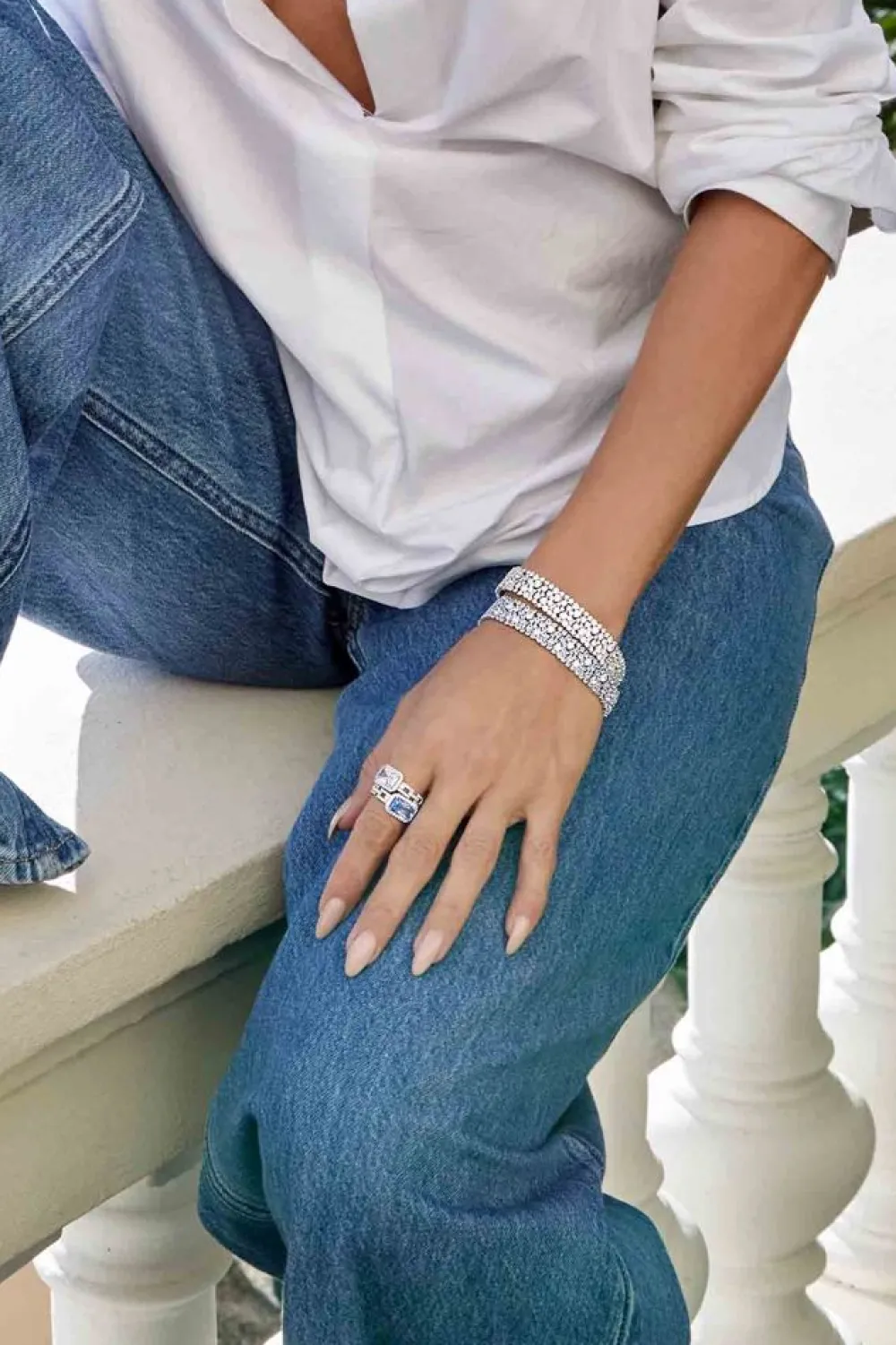 APM Monaco Bracelet Pave Blanc Et Bleu Lagon^ Bracelets