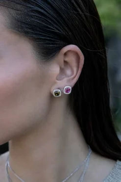 APM Monaco Clous D'Oreilles Carre Kaki^ Boucles D'Oreilles