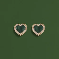 APM Monaco Clous D'Oreilles Coeur Malachite^ Boucles D'Oreilles