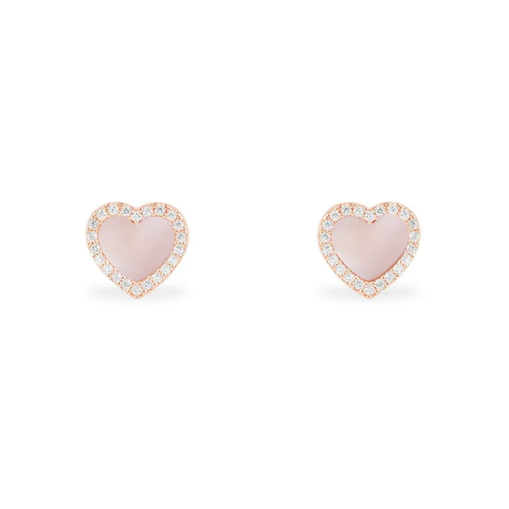 APM Monaco Clous D'Oreilles Coeur Nacre Rose^ Boucles D'Oreilles