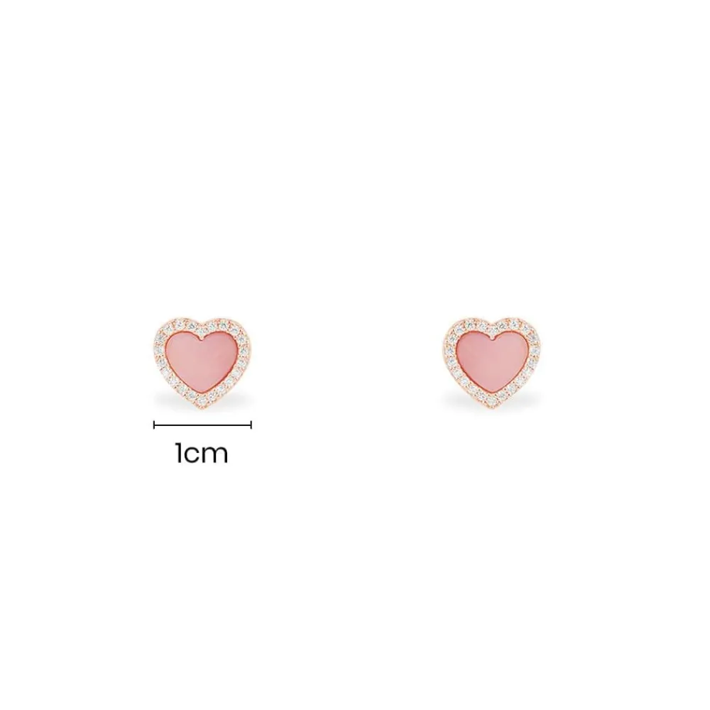 APM Monaco Clous D'Oreilles Coeur Nacre Rose^ Boucles D'Oreilles