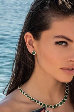 APM Monaco Clous D'Oreilles Malachite^ Boucles D'Oreilles