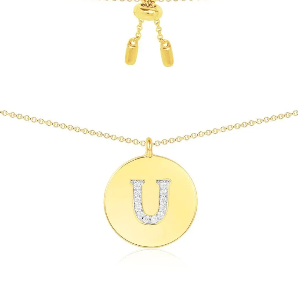 APM Monaco Collier Ajustable Alphabet-A - Argent Jaune^ Colliers