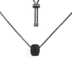 APM Monaco Collier Ajustable Avec Anneau Pave Noir^ Colliers