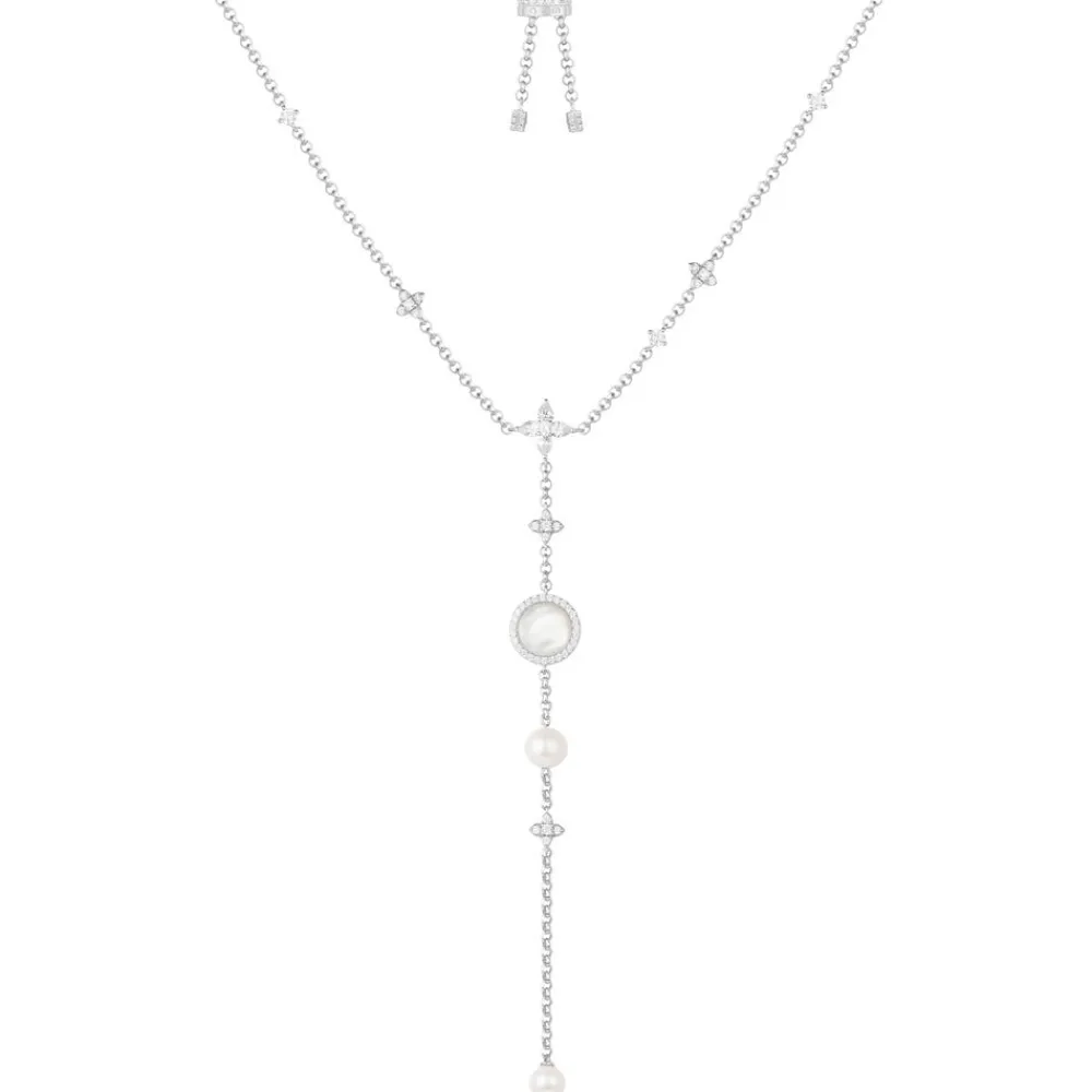 APM Monaco Collier Ajustable Avec Pendentif Nacre Blanche Et Perle - Argent^ Colliers