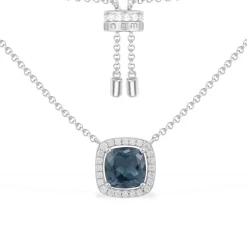 APM Monaco Collier Ajustable Avec Pierre Carree Bleue^ Colliers