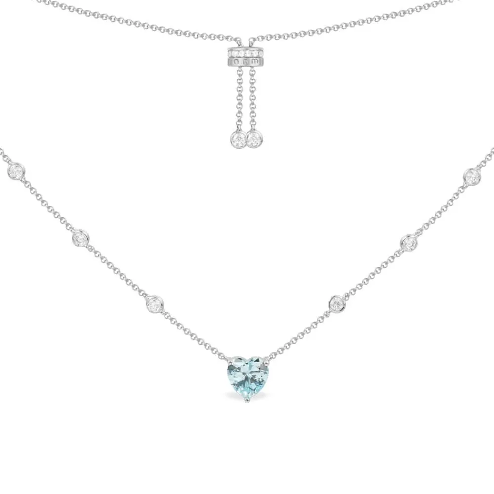 APM Monaco Collier Ajustable Coeur Bleu - Argent^ Colliers