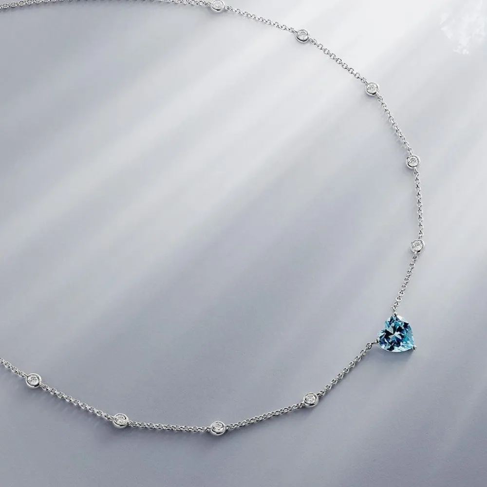 APM Monaco Collier Ajustable Coeur Bleu - Argent^ Colliers