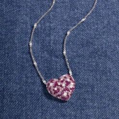 APM Monaco Collier Ajustable Coeur Fuchsia^ Colliers