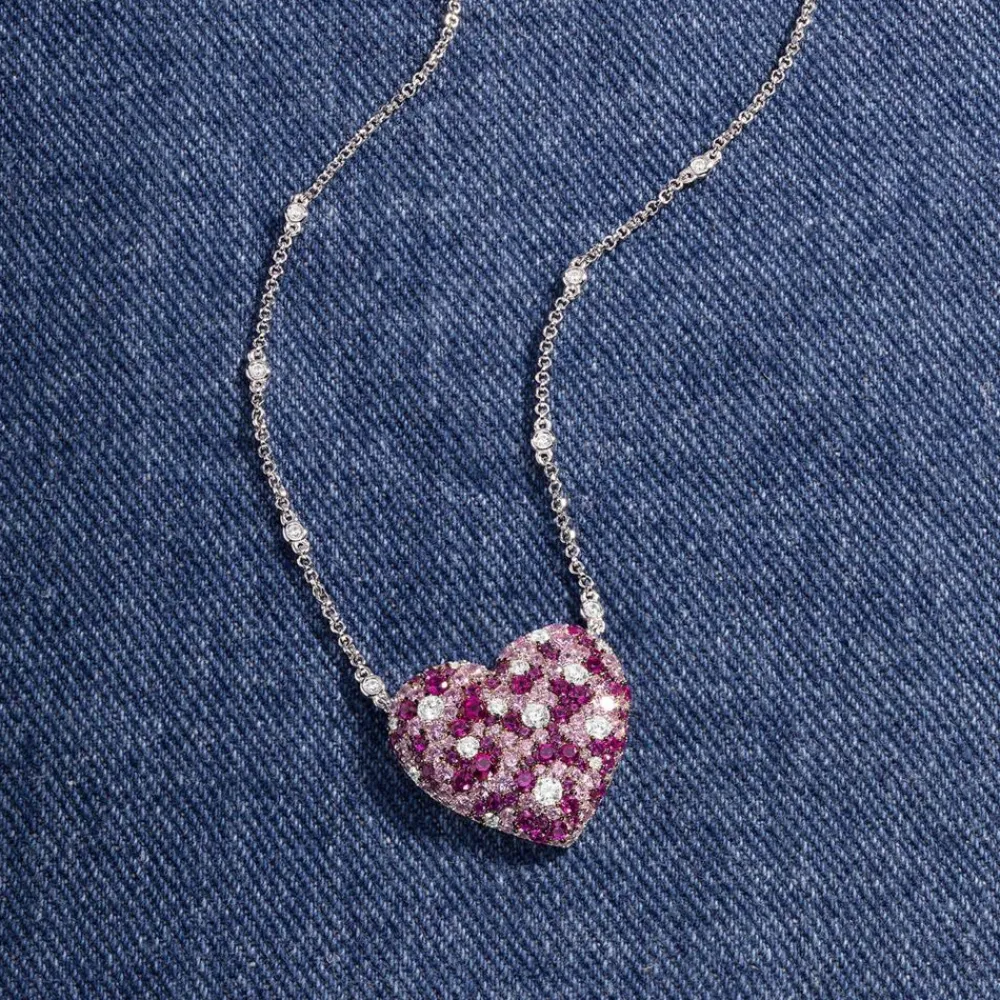 APM Monaco Collier Ajustable Coeur Fuchsia^ Colliers