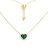 APM Monaco Collier Ajustable Coeur Malachite Mini^ Colliers