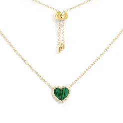 APM Monaco Collier Ajustable Coeur Malachite Mini^ Colliers