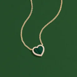 APM Monaco Collier Ajustable Coeur Malachite Mini^ Colliers