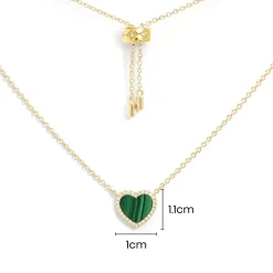 APM Monaco Collier Ajustable Coeur Malachite Mini^ Colliers