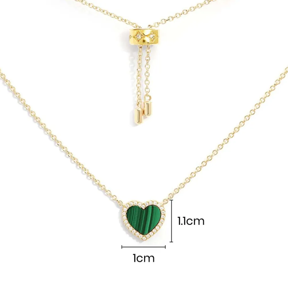 APM Monaco Collier Ajustable Coeur Malachite Mini^ Colliers