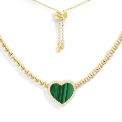 APM Monaco Collier Ajustable Coeur Malachite^ Colliers