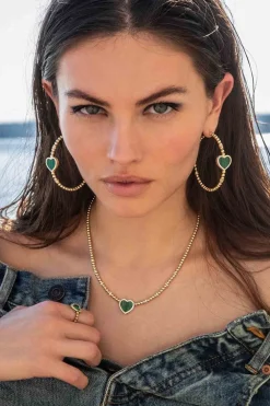 APM Monaco Collier Ajustable Coeur Malachite^ Colliers