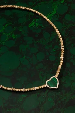 APM Monaco Collier Ajustable Coeur Malachite^ Colliers