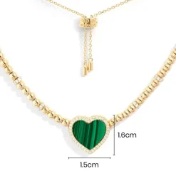 APM Monaco Collier Ajustable Coeur Malachite^ Colliers