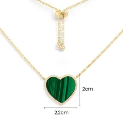 APM Monaco Collier Ajustable Coeur Malachite^ Colliers