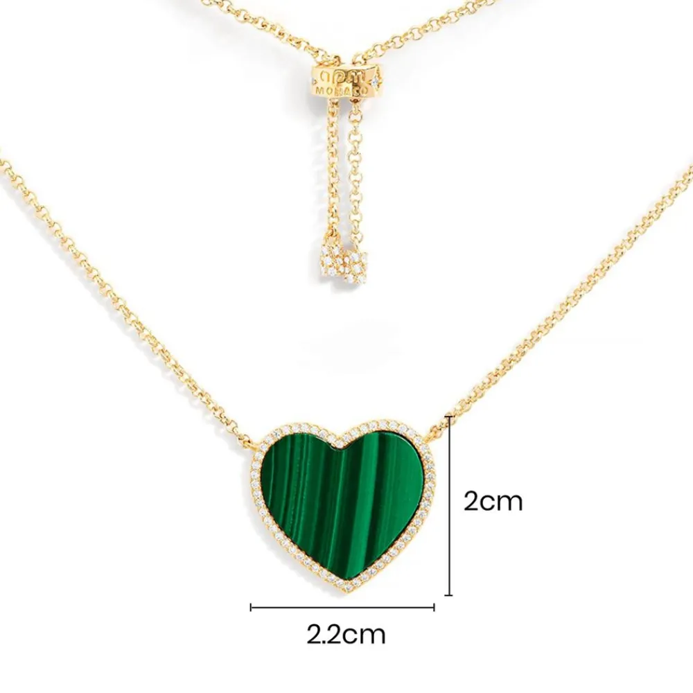 APM Monaco Collier Ajustable Coeur Malachite^ Colliers