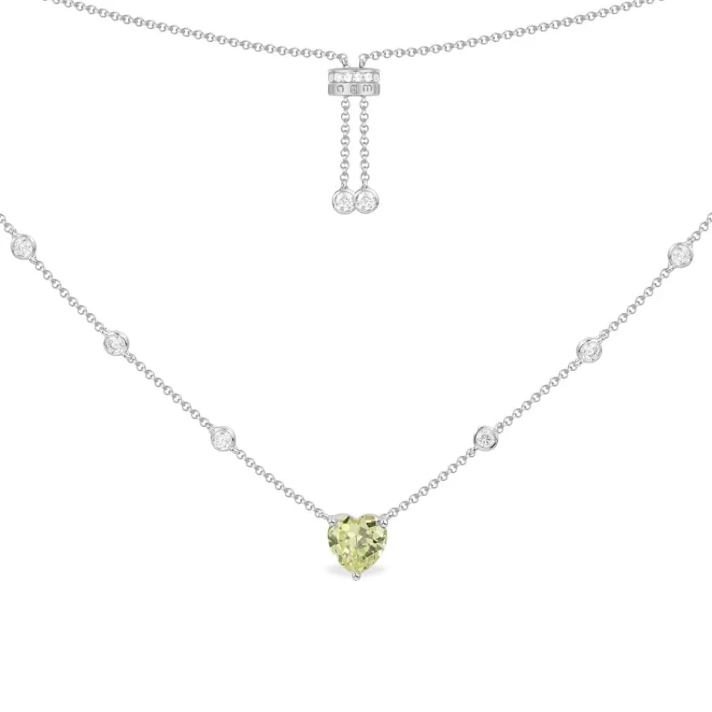 APM Monaco Collier Ajustable Coeur Vert - Argent^ Colliers
